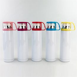 Sublimation Tumbler Transparent Lid Blank Sublimation Stainless Steel Vacuum Cup 500ml DIY Printed Insulated Water Bottles T9I001143