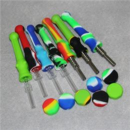 Silicone NC with titanium & Quartz Tip for Smoke Dab Straw Silicon Pipes glass pipe oil rigs smoking accessories