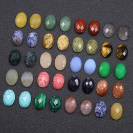 13*18mm Flat Back Assorted Loose stone faceted Oval cab cabochons beads for jewelry making Healing Crystal wholesale