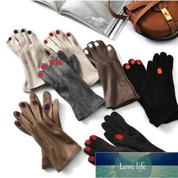 Cute nail polish Embroidery Cashmere Gloves Women Wool Velvet Thick Touch Screen Gloves Female Winter Warm Driving Gloves H100 Factory price expert design Quality