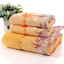 Towel 3pcs Superfine Fibre Bath Towels Set Face For Adults Washcloths High Absorbent Bathroom Sandy Beach Towe