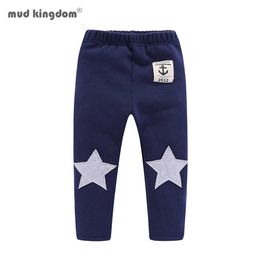 Mudkingdom Boys Girls Pants Thicken Winter Warm Kids Trousers Star Patch Elastic Waist 210615