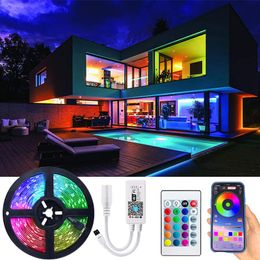 Şeritler Led Şerit Işık RGB Esnek Lamba Luces Şerit Bant Diyot DC12V SMD IR Blutooth WIFI Denetleyici Işıkları