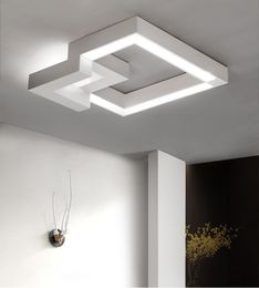 Modern White Led Ceiling lights Geometry Square Dimmable Art Chandelier Indoor Decoration for Living Dining Room Study