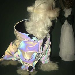 Flashing Dog Hoodie Coat Fashion Dog Pet Clothes Waterproof Reflective Clothing For Large Small Dogs Puppy Windbreaker Jacket 211007