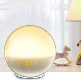 Other Clocks & Accessories Wake Up Light Sunrise/Sunset Simulation Alarm Clock With 2 Times Options, 7 Ringtones Snooze FM Radio