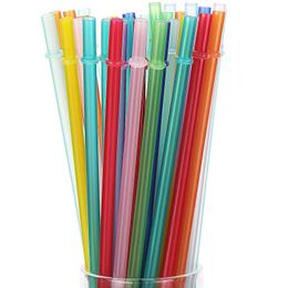 2021 Multicolor solid PP plastic straws Reusable Bar And Party Plastic Drinking Straws ECO FDA 9.5in