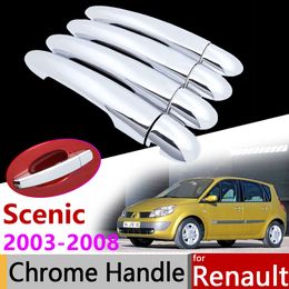 -Accessoires extérieurs de voiture Couverture de poignée chromée pour Renault Scenic II 2 2003 ~ 2008 2006 2006 2007 Set autocollants de garniture de protection