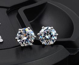 Noble 925 Sterling silver Shining Diamond Crown Stud earrings Fashionable Sweden Jewelry beautiful wedding / engagement gift free