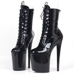 INS Style For Party 20CM Extreme High Heels Platform Boots Lace Up Sexy Pole Dancing Ankle Boot Side Zip Size 4-12 Customised Colours