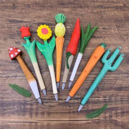 Ballpoint Pens Coloffice Plant Series Wood Carving Pen Handmade Wooden Stationery Gift Craft Students Cute 1PC