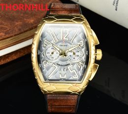 men automatic oval shape watch dress multi functional Sapphire quartz leather mens watches Fashion wholesale men's gifts wristwatch