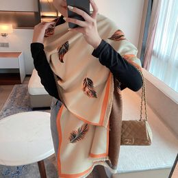 2021 Winter Warm Blanket Bufanda Double-sided Cashmere Scarf Female Shawls Elegant Floral Wrap Hijab For Ladies Autumn Stoles