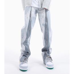 Pantaloni casual patchwork con cerniera frontale per uomo e donna Style High Street Style oversized Slims Pants