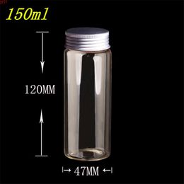 10pcs 47*120 mm 150ml Empty Glass Sealed Jars Containers Bottles With Silicone Leak Proof Stopper Aluminum Screw Capgood qty