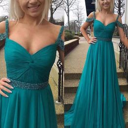 Cheap Bridesmaid Dresses Dark turquoise chiffon Maid Of Honor Gowns Formal Pleats Wedding Guest Dress A Line Crystals 2021 Sash Gown