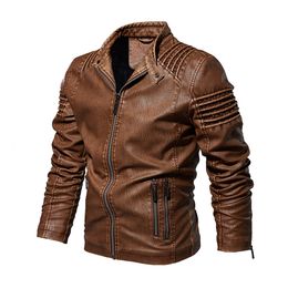 American Europe Wear Plus Size coat Men's PU Leather Sheepskin Lining Coat Warm Jackets Outerwear Winter Coats