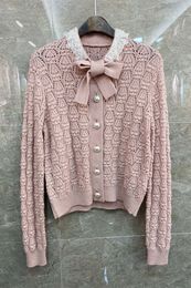 Beaded Butterfly Cardigan Short Coat Womens Clothing European and American Autumn New Lady Temperamental Knitwear 10G