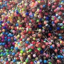 14G Acrylic Tongue Rings Multi Color Assortment Flexible Tongue Barbells Body Piercing Jewlery