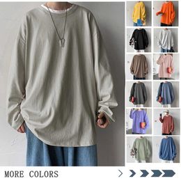 Solid Color Men T shirts White Long Sleeve Korean Hip Hop Oversized Man Casual Tee Men's Streetwear sweatshirt 210629