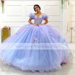 Blue Lilac Ball Gown Quinceanera Dresses 2022 Off Shoulder Sweet 16 Dresses vestidos de quinceaneras Custom Made