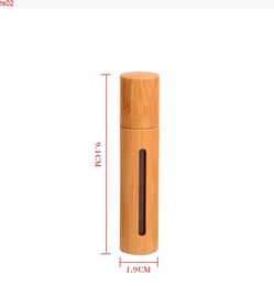 10ml Natural Bamboo Refillable Empty Essential Oil Perfume Fragrance Scent Steel Roller Ball Bottle with window SN935goods