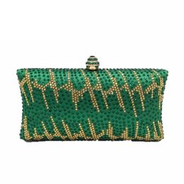 Boutique De FGG Emerald Green Women Crystal Evening Bags and Clutches Wedding Party Dinner Ladies purses and Handbags 211123