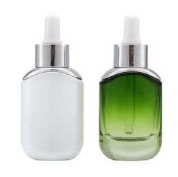 2021 30ML White Green Glass Dropper Bottle Empty Perfume Sample Tubes Essential Oil Reagent Pipette Refillable Bottle