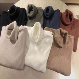 Autumn Winter Turtleneck Pullovers Sweaters Primer shirt long sleeve Short Korean Slim-fit tight Sweater Thicken Warm 210507