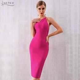 Summer One Shoulder Bandage Dress Women Vestidos Sexy Rose Red Spaghetti Strap Club Celebrity Runway Party 210423