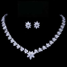 Emmaya Luxury Cubic Zircon Crystal Bridal Jewellery Sets Little Flower Necklace Earrings Sets for Women Wedding Party Jewellery Gift H1022