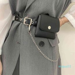 Shoulder Bags Chain Small Belts for Women Jean Punk Silver Pin Buckle Strap Belt Phone Pouch Waist Hollow Rivet Girl