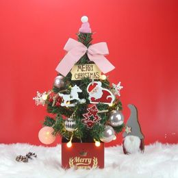 Korean Mini Christmas Tree Set DesktopTree Ornaments With Lights Led Golden 60cm Snow Gifts As a Gift For Various Festivals JJF11156