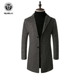 RUELK Woollen Overcoat Autumn and Winter Warm Snowflake Men Mid-length Korean Version of Large Size Woolen Coat Men's 211119