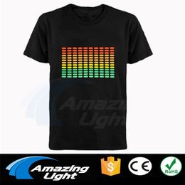 High Quality unisex 100%Cotton LED t shirts equalizer Sound Activated EL T shirt Amazing lighting led t-shirt 210324