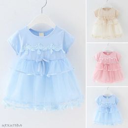 New Flower Girl Princess Dress Kids Baby Party Wedding Lace Tulle Tutu Dresses Summer Sweet Princess Lovely Holiday Beach Dress Q0716