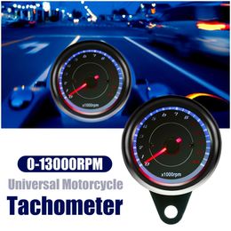 12V 13000RPM Motorcycle Red+Blue LED Tachometer Speedometer Gauge Universal