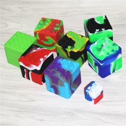 20pcs Colorful Non-stick Food Grade Jar Silicone Wax Containers 60ml Square Non Stick Dab Container Silicon Jars DHL