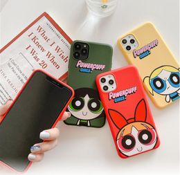 Cartoon powerpuff girl soft cases for iphone 11 12 pro x xs max xr 8 7 6 6s plus