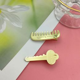 Women Girl Comb Key Shape Hair Clip Gold Silver Cute Barrettes for Gift Party Fashion Hair Accessories