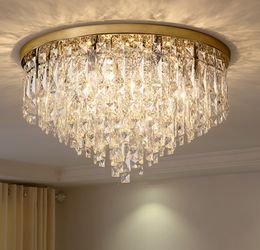 Luxury Modern Bedroom K9 Crystals Chandeliers E14 Ceiling Lamp Gold / Chrome Steel Led Lights Art Deco Indoor Lighting Fixtures