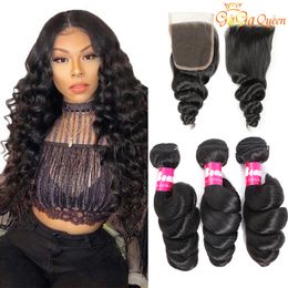 Peruvian Loose Wave With Closure 9A Hair Bundles With Closure Unprocessed loose wave Human Hair Weaves Bundles