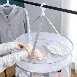 nets sweater UK - Hangers & Racks Foldable Sweater Dryer 2-Tier 20.5-Inch Collapsible Hanging Laundry Rack, Folding Round Mesh Clothes Drying Basket Nets