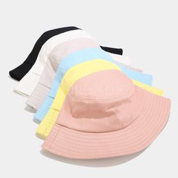 7 Macaron Solid Colors Simple Bucket Sun Cap Students Couples Fisherman Tide Hat Spring Summer Fall Outdoor DB620