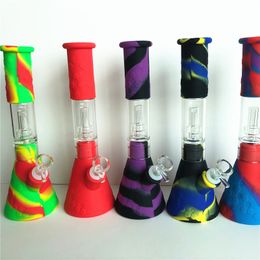 Silicone Bongs Percolators hookahs Removable Straight Water Pipes Smoking Bong With Glass Bowl