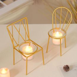 mini wedding candles Canada - Candle Holders Metal Mini Tea Light Holder Chair Iron Candlestick Wedding Dining Table Home Party Decoration Ornament Crafts