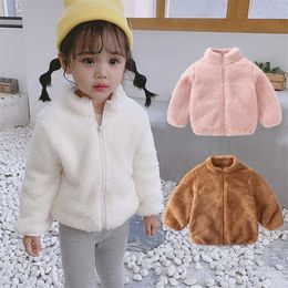 Fall Winter 1-5 Years Kids Baby Warm Jacket Plush Fleece Coat CC08.18 211204