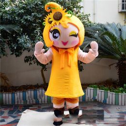 Halloween Sun flower girl Mascot Costume High quality Customization Cartoon Plush Anime theme character Christmas Carnival Adults Birthday Party Fancy Outfit