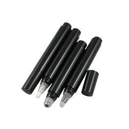 essential oil pen UK - 6.5ml Black Empty Makeup Eye Gel Pen Click Bottle Press For Lip Gloss Essential Oil With Brush