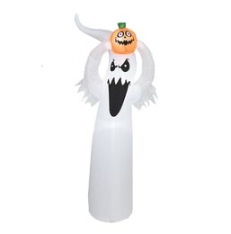 Scary Halloween Inflatable Ghost-Pumpkin Combination Party Decoration LED Lights Blow Up Indoor Outdoor Lawn Festive Atmosphere Deocr 5.9ft White